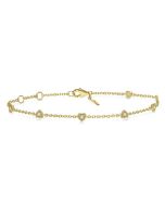 Heart Shape Diamond Station Chain Bracelet