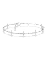 Cross Petite Diamond Fashion Station Chain Bracelet