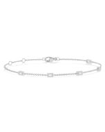 Petite Baguette Diamond Station Fashion Chain Bracelet