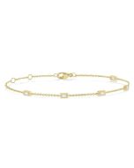 Petite Baguette Diamond Station Fashion Chain Bracelet