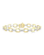 Bold Oval Shape Link Diamond Fashion Bracelet