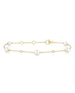 Pearl & Diamond Station Chain Bracelet