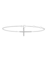 Sideway Cross Petite Diamond Fashion Chain Bracelet