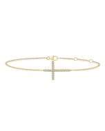 Sideway Cross Petite Diamond Fashion Chain Bracelet