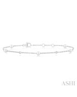 Pearl & Diamond Station Chain Bracelet