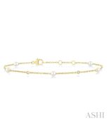 Pearl & Diamond Station Chain Bracelet