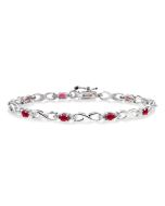 14k White Gold Oval Shape Gemstone & 1/10CTW Diamond Bracelet
