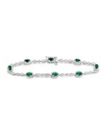 Oval Shape Gemstone & Halo Diamond Bracelet