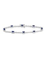 Oval Shape Gemstone & Halo Diamond Bracelet