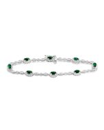 Oval Shape Gemstone & Halo Diamond Bracelet