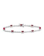 Oval Shape Gemstone & Halo Diamond Bracelet