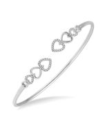 Stackable Heart Shape Diamond Flex Open Cuff Bangle