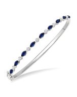 Marquise Shape Gemstone & Diamond Fashion Bangle