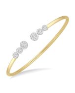 Stackable Round Shape Shine Bright Diamond Open Cuff Bangle