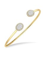 Stackable Oval Shape Halo Shine Bright Essential Diamond Open Cuff Bangle