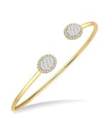 Stackable Oval Shape Halo Shine Bright Essential Diamond Open Cuff Bangle