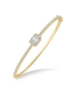 Emerald Shape Halo Fusion Diamond Fashion Bangle