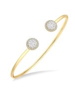 Stackable Round Shape Halo Shine Bright Essential Diamond Open Cuff Bangle