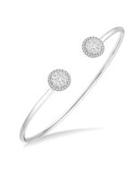 Stackable Round Shape Halo Shine Bright Essential Diamond Open Cuff Bangle