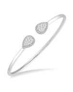 Stackable Pear Shape Halo Shine Bright Essential Diamond Open Cuff Bangle