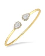 Stackable Pear Shape Halo Shine Bright Essential Diamond Open Cuff Bangle