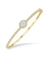 Stackable Oval Shape Halo Shine Bright Essential Diamond Bangle