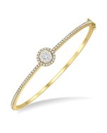 Stackable Round Shape Halo Shine Bright Essential Diamond Bangle