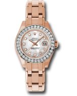 *Pre-Owned* Rolex Everose Gold Lady-Datejust Pearlmaster 29 Watch - 34 Diamond Bezel - Mother-Of-Pearl Diamond Dial