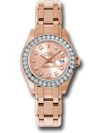  *Pre-Owned* Rolex Everose Gold Lady-Datejust Pearlmaster 29 Watch - 34 Diamond Bezel - Pink Diamond Dial