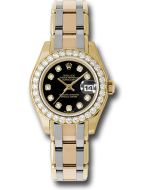 *Pre-Owned* Rolex Yellow Gold Lady-Datejust Pearlmaster 29 Watch - 32 Diamond Bezel - Black Diamond Dial