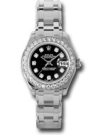  *Pre-Owned* Rolex White Gold Lady-Datejust Pearlmaster 29 Watch - 32 Diamond Bezel - Black Diamond Dial