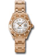  *Pre-Owned* Rolex Pink Gold Lady-Datejust Pearlmaster 29 Watch - 12 Diamond Bezel - Mother-Of-Pearl Diamond Dial