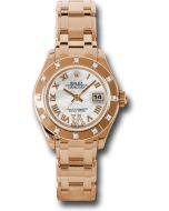 *Pre-Owned* Rolex Pink Gold Lady-Datejust Pearlmaster 29 Watch - 12 Diamond Bezel - Mother-Of-Pearl Diamond Roman Vi Roman Dial
