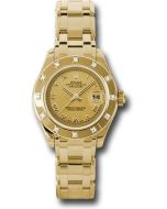  *Pre-Owned* Rolex Yellow Gold Lady-Datejust Pearlmaster 29 Watch - 12 Diamond Bezel - Champagne Roman Dial