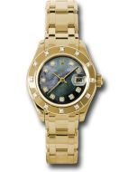  *Pre-Owned* Rolex Yellow Gold Lady-Datejust Pearlmaster 29 Watch - 12 Diamond Bezel - Dark Mother-Of-Pearl Diamond Dial