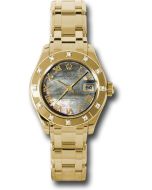 *Pre-Owned* Rolex Yellow Gold Lady-Datejust Pearlmaster 29 Watch - 12 Diamond Bezel - Dark Mother-Of-Pearl Roman Dial