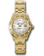  *Pre-Owned* Rolex Yellow Gold Lady-Datejust Pearlmaster 29 Watch - 12 Diamond Bezel - Mother-Of-Pearl Diamond Dial