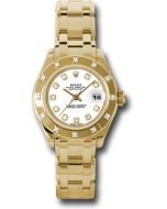  *Pre-Owned* Rolex Yellow Gold Lady-Datejust Pearlmaster 29 Watch - 12 Diamond Bezel - White Diamond Dial