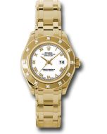  *Pre-Owned* Rolex Yellow Gold Lady-Datejust Pearlmaster 29 Watch - 12 Diamond Bezel - White Roman Dial