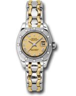 *Pre-Owned* Rolex White Gold Lady-Datejust Pearlmaster 29 Watch - 12 Diamond Bezel - Champagne Mirror Roman Dial