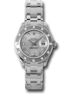  *Pre-Owned* Rolex White Gold Lady-Datejust Pearlmaster 29 Watch - 12 Diamond Bezel - Silver Diamond Dial