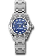  *Pre-Owned* Rolex White Gold Lady-Datejust Pearlmaster 29 Watch - 12 Diamond Bezel - Sodalite Semi Precious Stone Diamond Dial