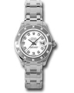  *Pre-Owned* Rolex White Gold Lady-Datejust Pearlmaster 29 Watch - 12 Diamond Bezel - White Diamond Dial