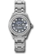 *Pre-Owned* Rolex White Gold Lady-Datejust Pearlmaster 29 Watch - 116 Diamond Bezel - Dark Mother-Of-Pearl Diamond Dial