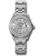  *Pre-Owned* Rolex White Gold Lady-Datejust Pearlmaster 29 Watch - 116 Diamond Bezel - Mother-Of-Pearl Diamond Dial