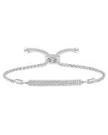 Silver Bar Diamond Lariat Bracelet