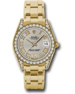  *Pre-Owned* Rolex Yellow Gold Datejust Pearlmaster 34 Watch - 34 Diamond Bezel - Silver Roman Dial