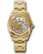 *Pre-Owned* Rolex Yellow Gold Datejust Pearlmaster 34 Watch - Polished Bezel - Goldust Dream Mother-Of-Pearl Diamond Dial