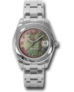  *Pre-Owned* Rolex White Gold Datejust Pearlmaster 34 Watch - Domed Bezel - Grey Mother-Of-Pearl Roman Dial
