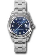  *Pre-Owned* Rolex White Gold Datejust Pearlmaster 34 Watch - Domed Bezel - Blue Diamond Dial